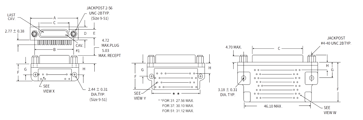 HMD PCB Connector CBR Termination dimension