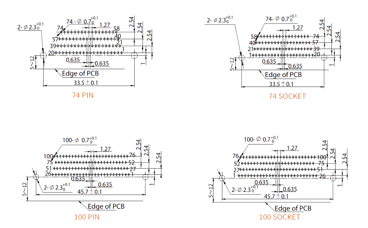 J30J Mircro D 1.27X2.54 right angle pcb connector pcb layouts 74 100