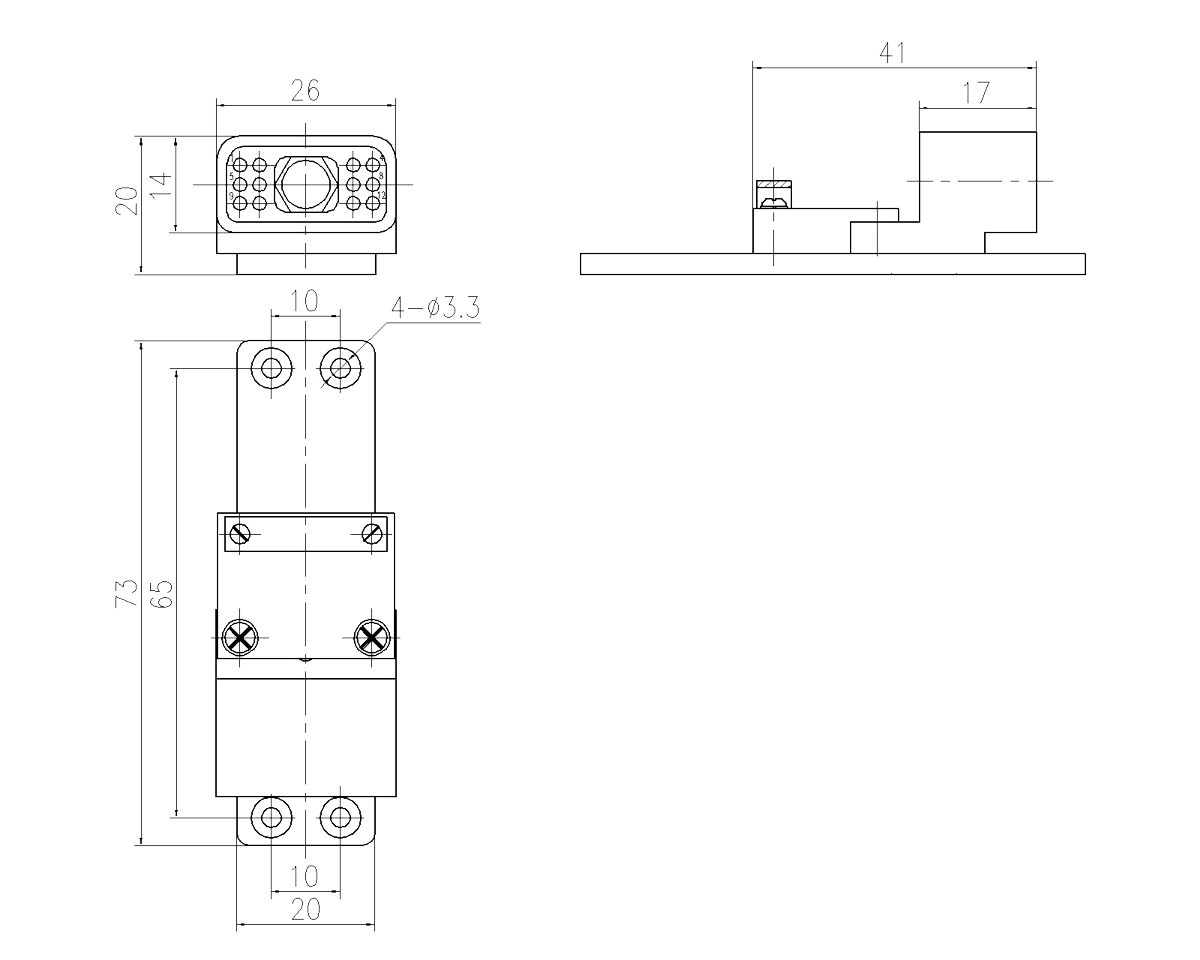 JF10 Type Rectangular Umbilical Connector JF10 12ZK Plug