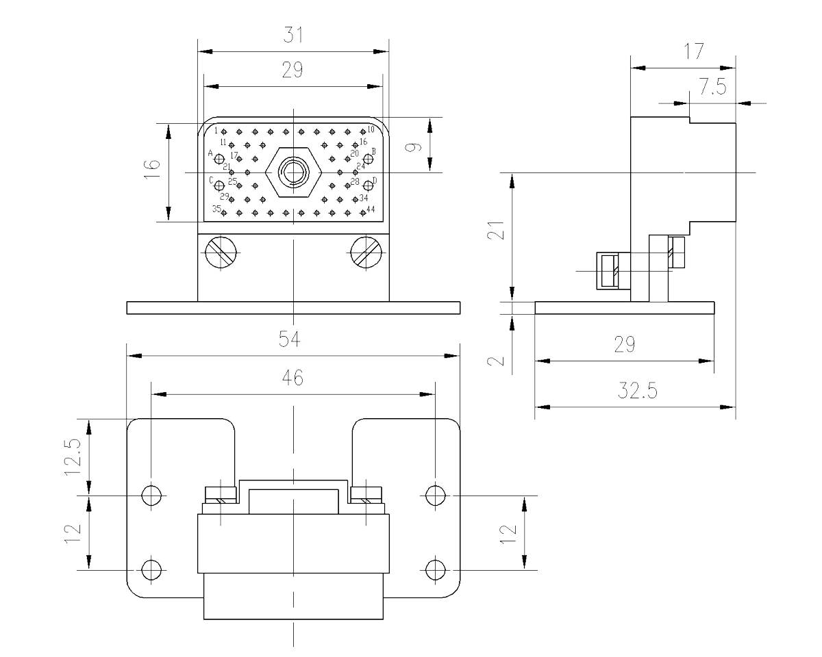 JF10 Type Rectangular Umbilical Connector JF10 48ZKA Socket