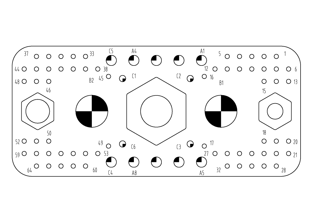 JF12 Type Rectangular Umbilical Connector Contact Arrangement Front View of The Socket Mating Surface 80 pin
