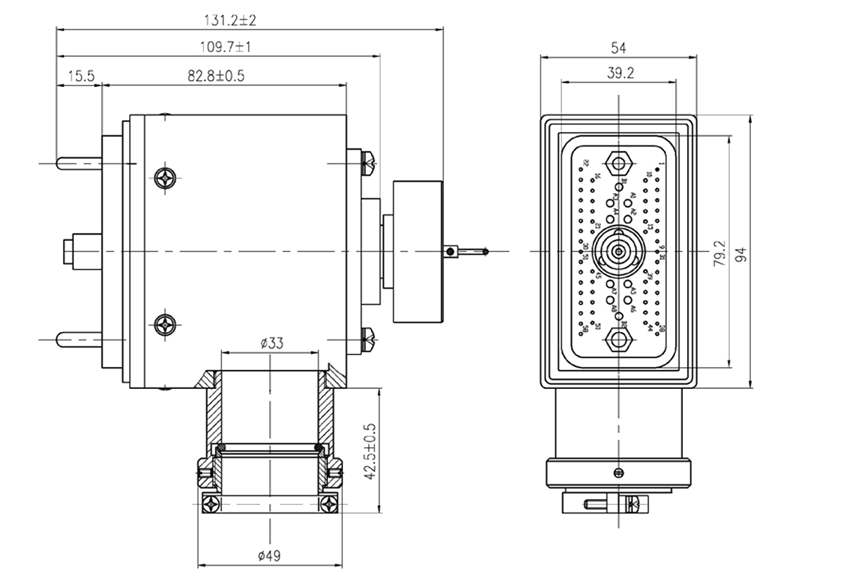 JF12 Type Rectangular Umbilical Connector JF12 68TJ Plug