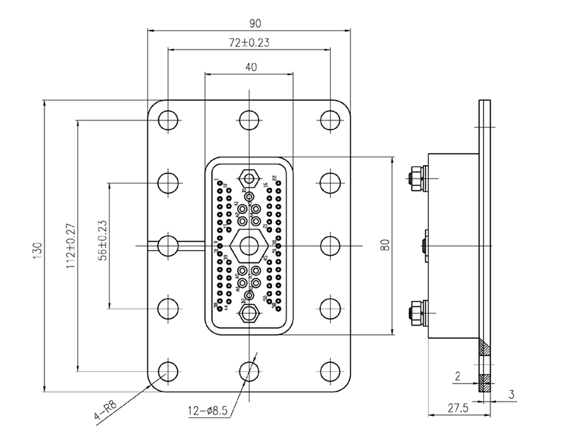 JF12 Type Rectangular Umbilical Connector JF12 68ZK Socket