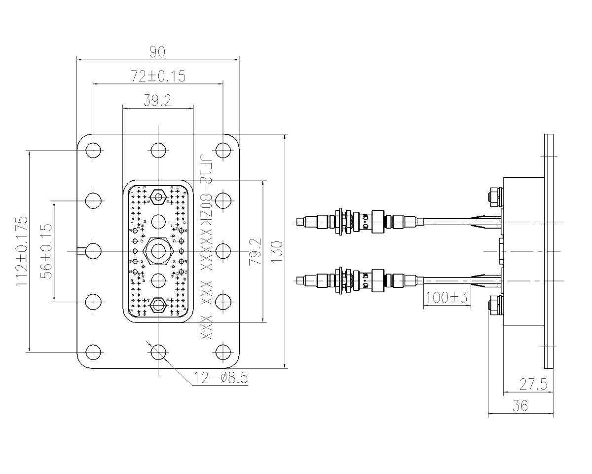 JF12 Type Rectangular Umbilical Connector JF12 80ZK Socket