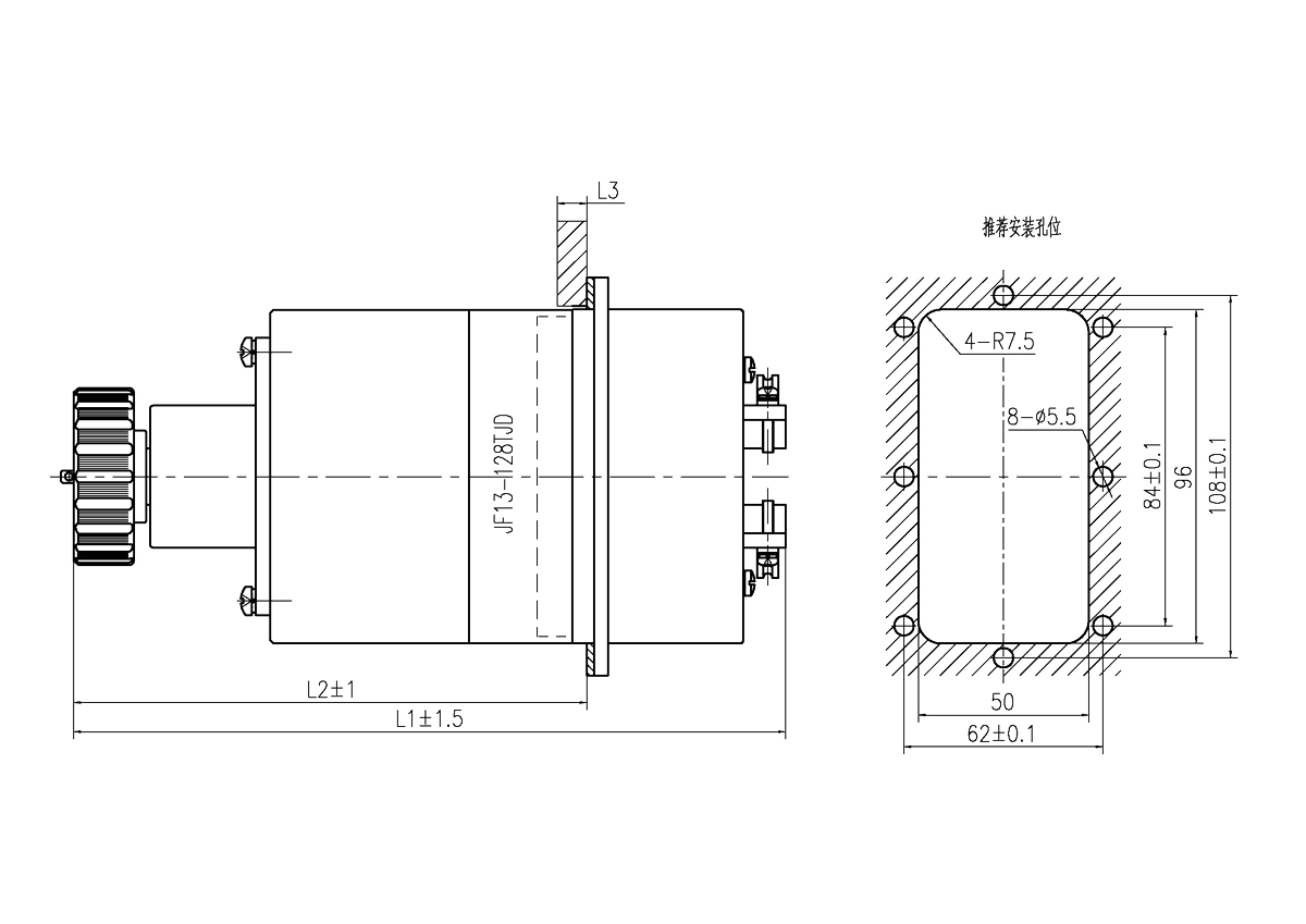 JF13 Type Rectangular Umbilical Connector Dimension after Mating