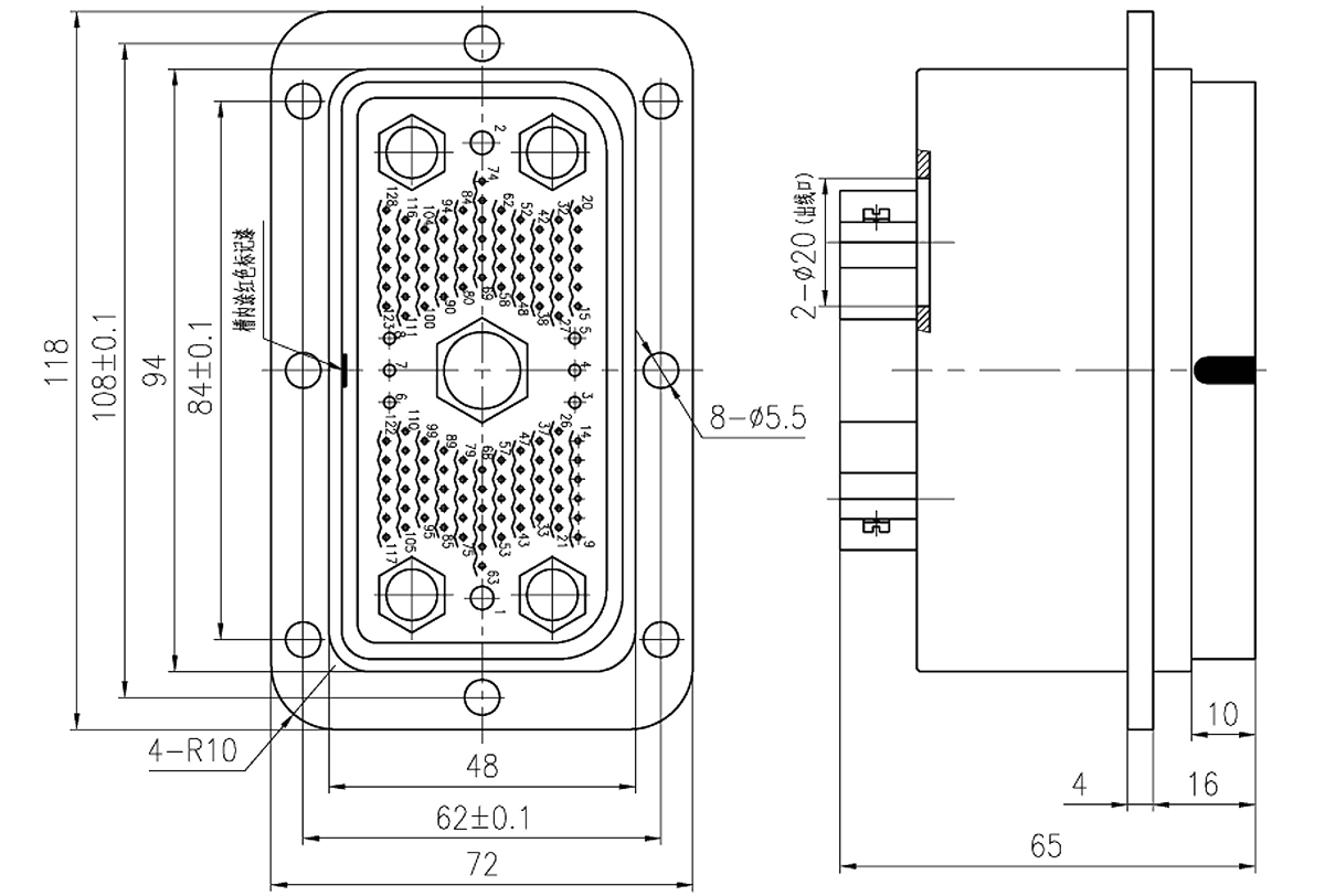 JF13 Type Rectangular Umbilical Connector JF13 128ZK Socket