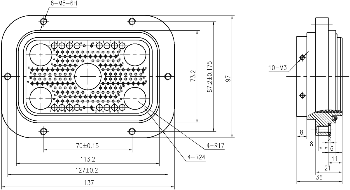 JF14 Type Rectangular Umbilical Connector JF14 182Z1 Socket