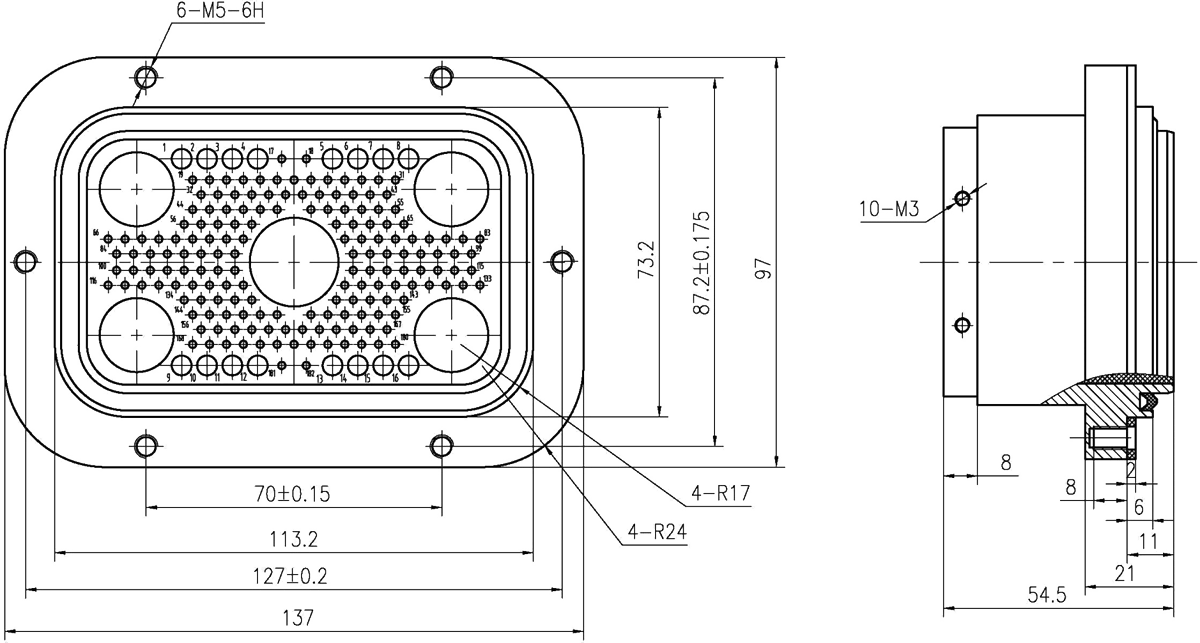 JF14 Type Rectangular Umbilical Connector JF14 182ZM Socket