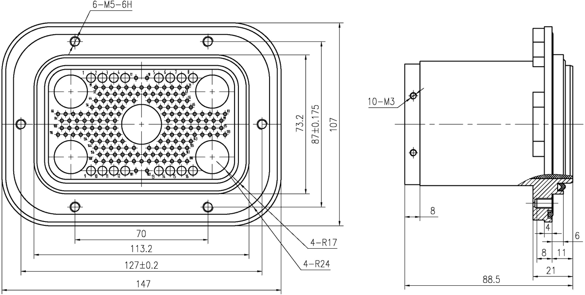 JF14 Type Rectangular Umbilical Connector JF14 182ZM3 Socket