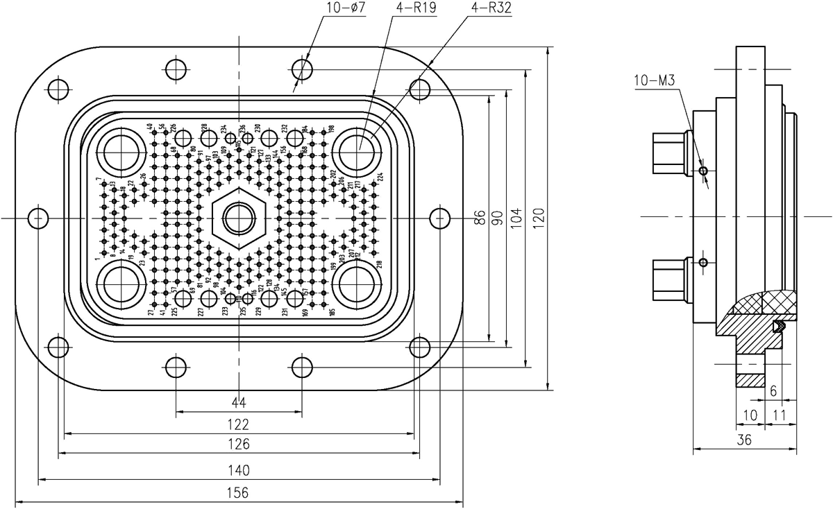 JF14 Type Rectangular Umbilical Connector JF14 236Z1 Socket