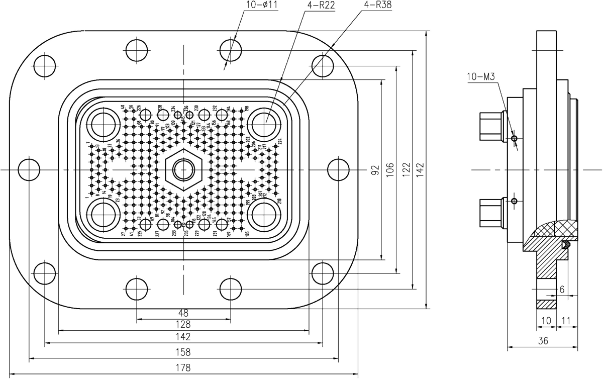 JF14 Type Rectangular Umbilical Connector JF14 236ZM Socket