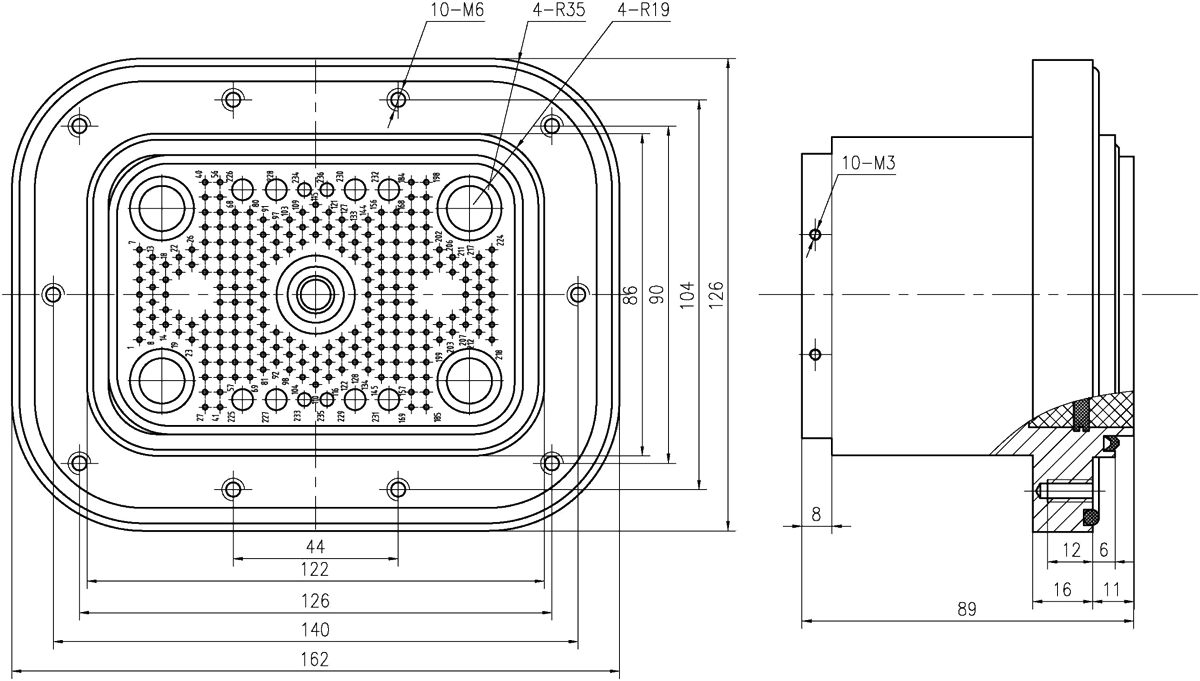 JF14 Type Rectangular Umbilical Connector JF14 236ZM3 Socket