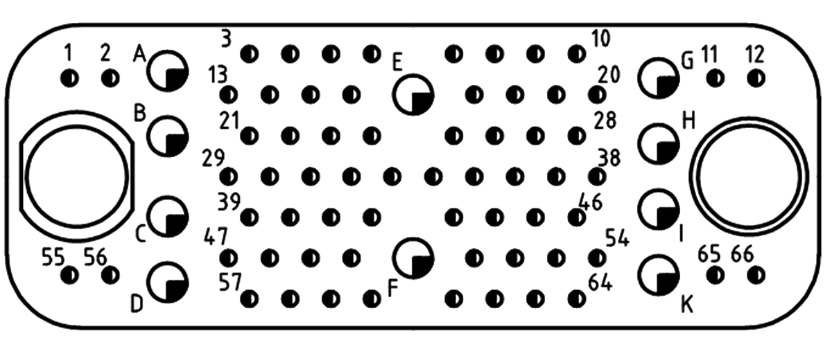 JF19 Type Guide Rail Umbilical Connector pin76 Pin Contact Diagram