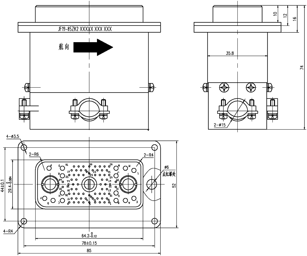 JF19 Type Guide Rail Umbilical Connector pinRail Umbilical Socket JF19 85ZK2