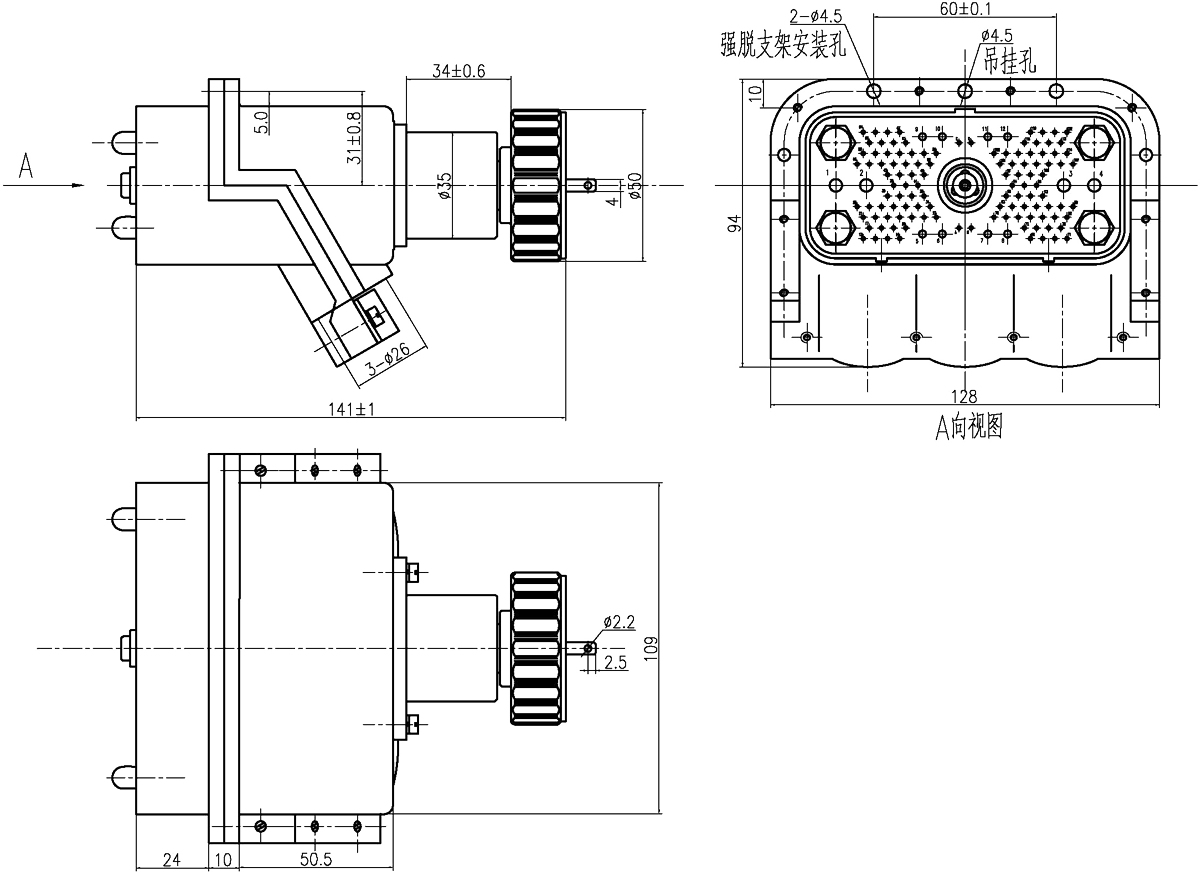 JF2 Type Rectangular Umbilical Connector dimension JF2 126TDW JF2A 126TDW JF2B 126TDW Plug