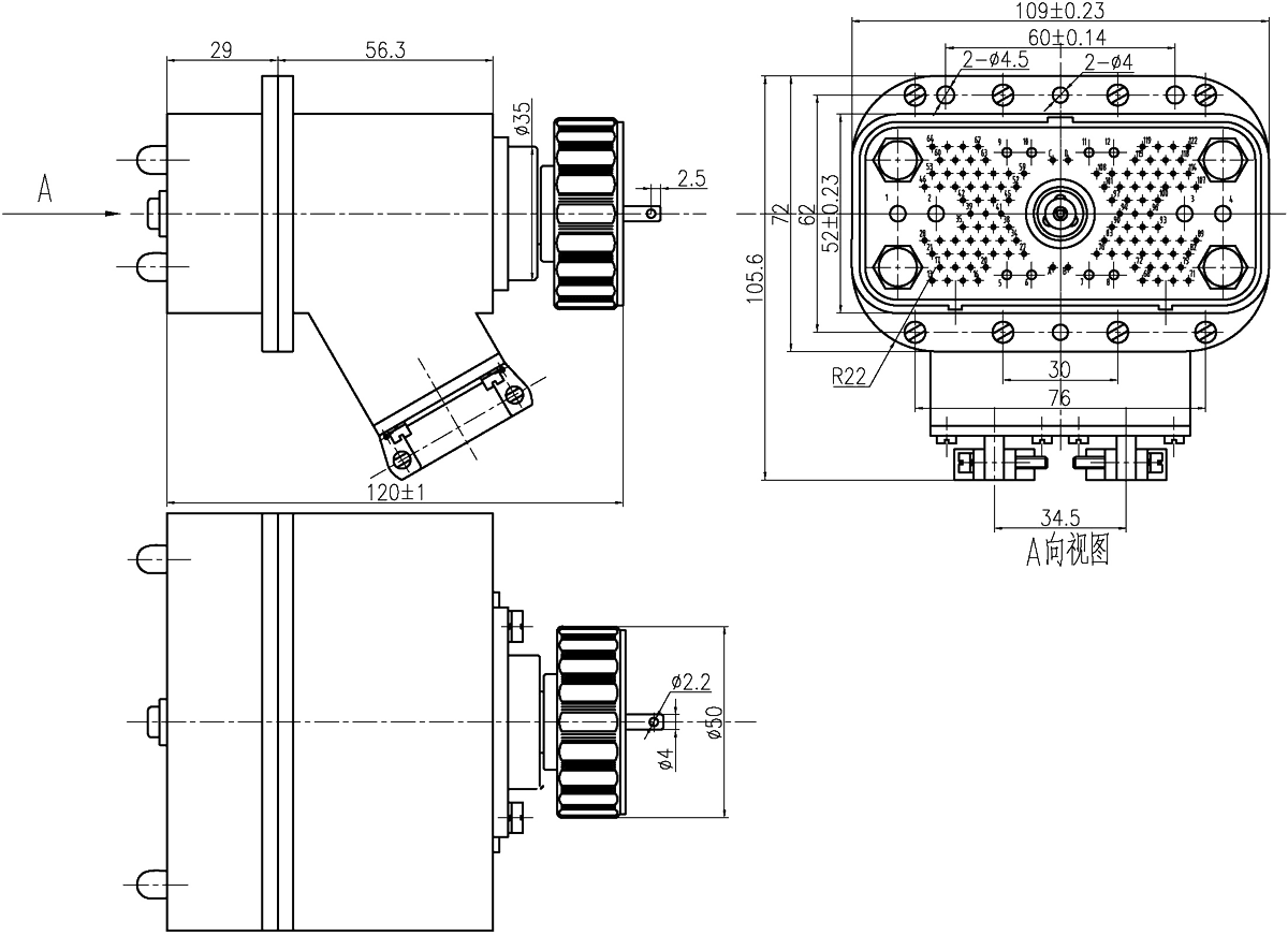 JF2 Type Rectangular Umbilical Connector dimension JF2 126TWa Plug
