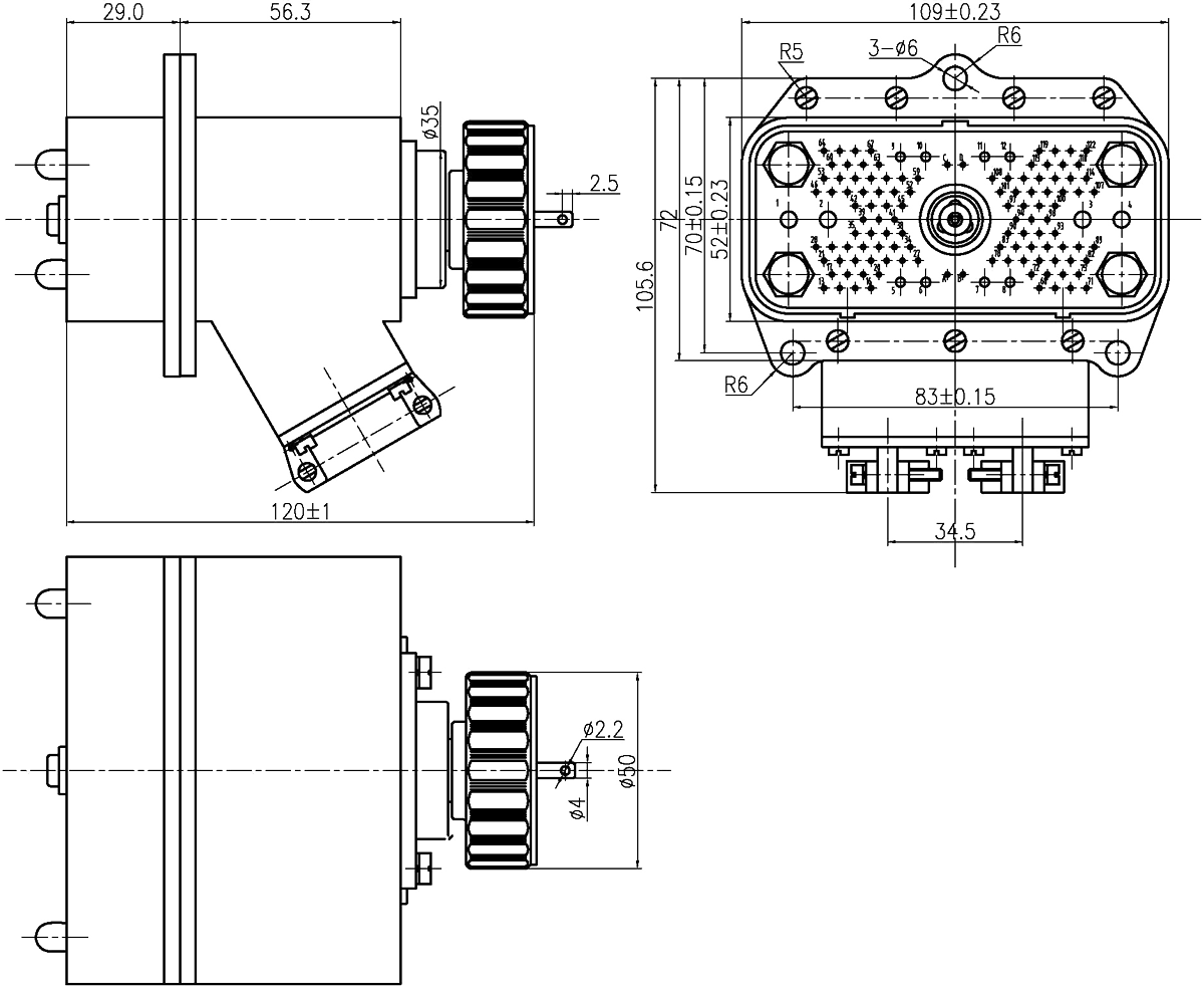 JF2 Type Rectangular Umbilical Connector dimension JF2 126TWc Plug