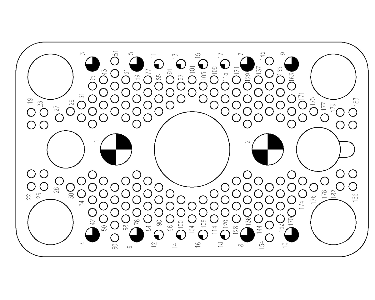 JF20 Type Rectangular Umbilical Connector Contact Arrangement Front View of The Socket Mating Surface