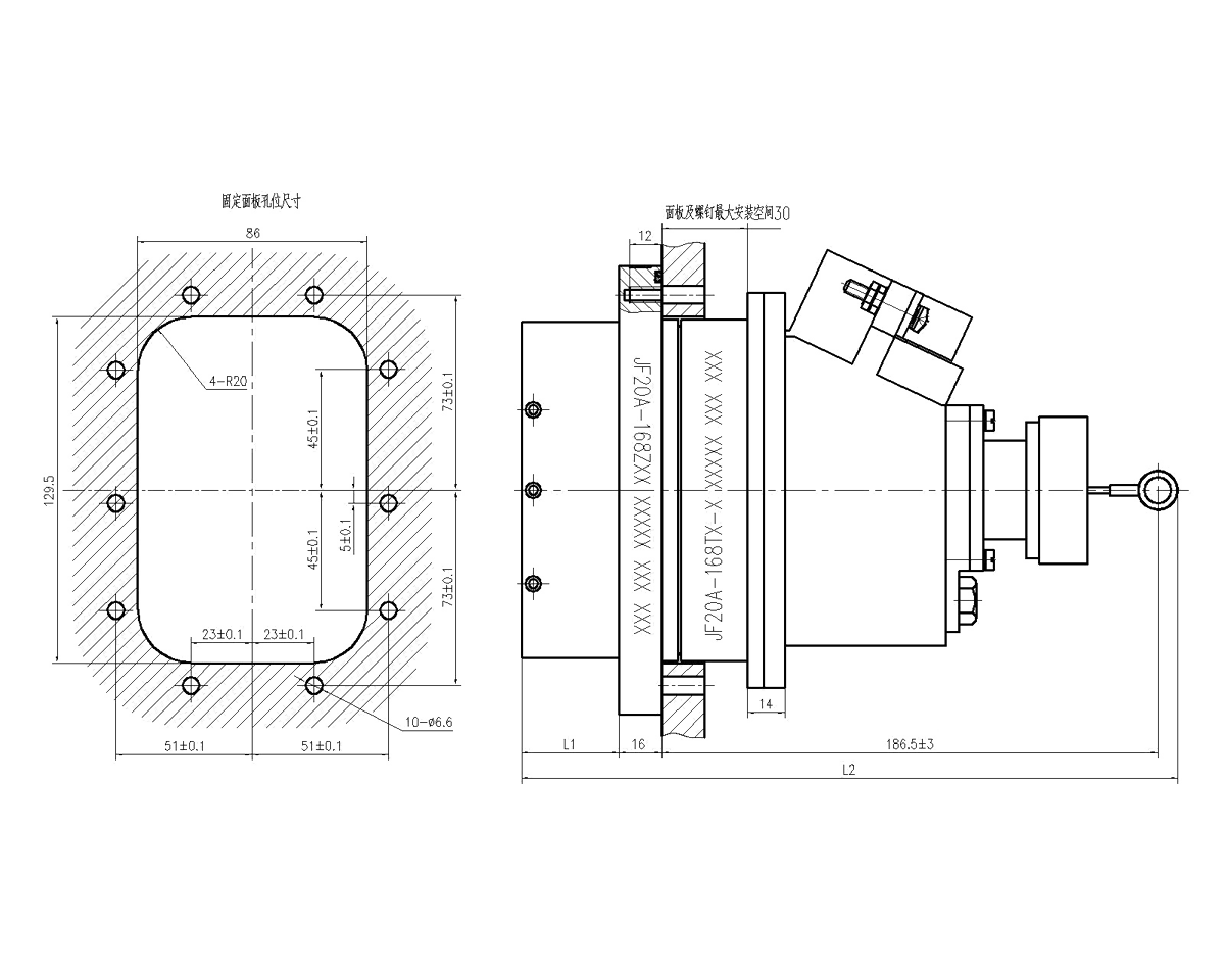 JF20 Type Rectangular Umbilical Connector Manual Dimension after Mating