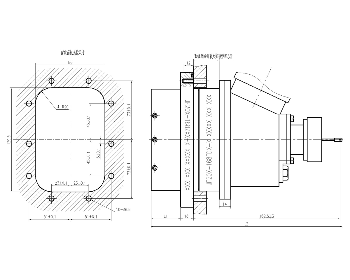JF20 Type Rectangular Umbilical Connector Motor Driven Dimension after Mating