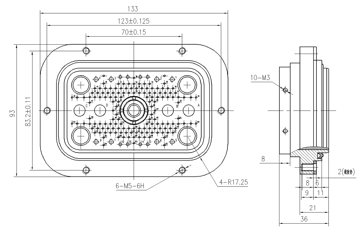 JF21 Type Rectangular Umbilical Connector Socket JF21 168Z1