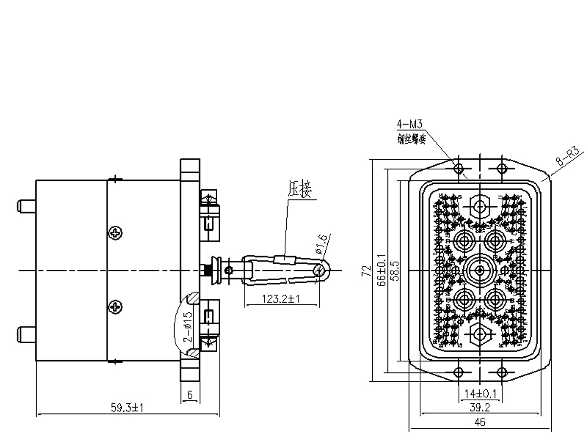 JF22 Series Type Rectangular Umbilical Connector 1 Plug JF22 100