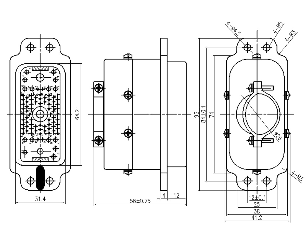 JF22 Series Type Rectangular Umbilical Connector 1 Socket JF22 85ZK