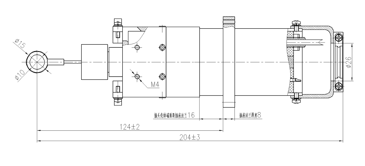 JF22 Series Type Rectangular Umbilical Connector 2 Dimension after Mating JF22 64
