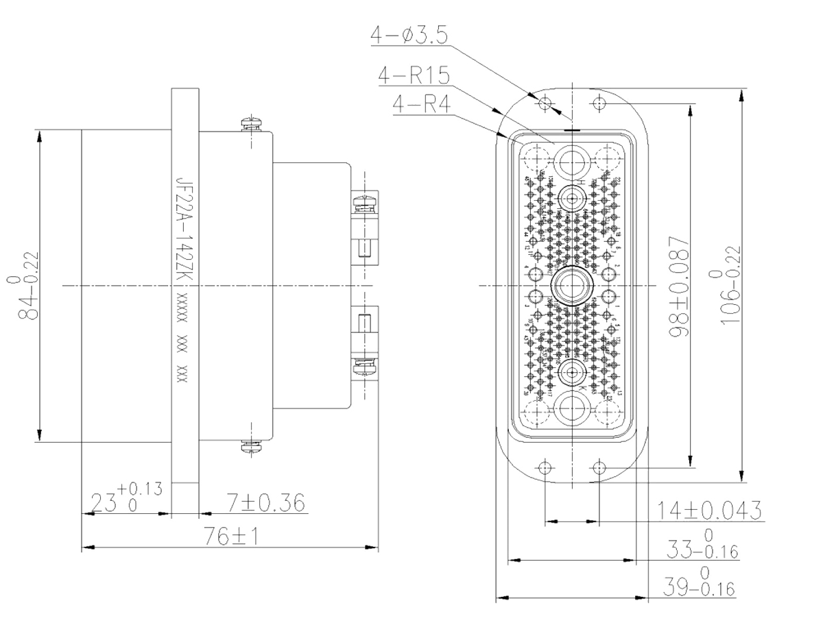 JF22 Series Type Rectangular Umbilical Connector 2 Socket JF22A 142ZK