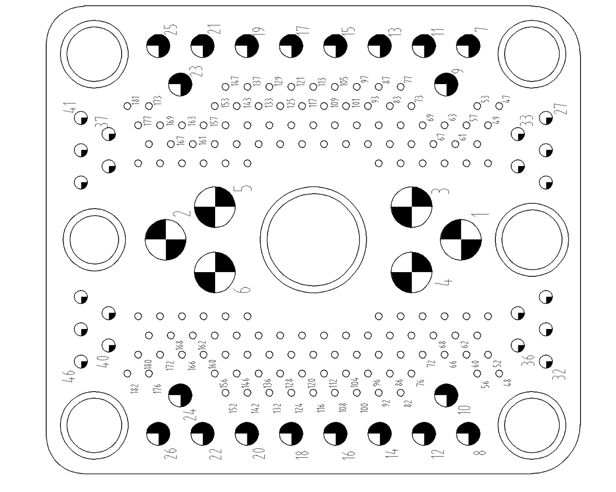 JF3 Type Rectangular Umbilical Connector JF3 182 Contact Hole Arrangement Front View of Socket Mating Surface