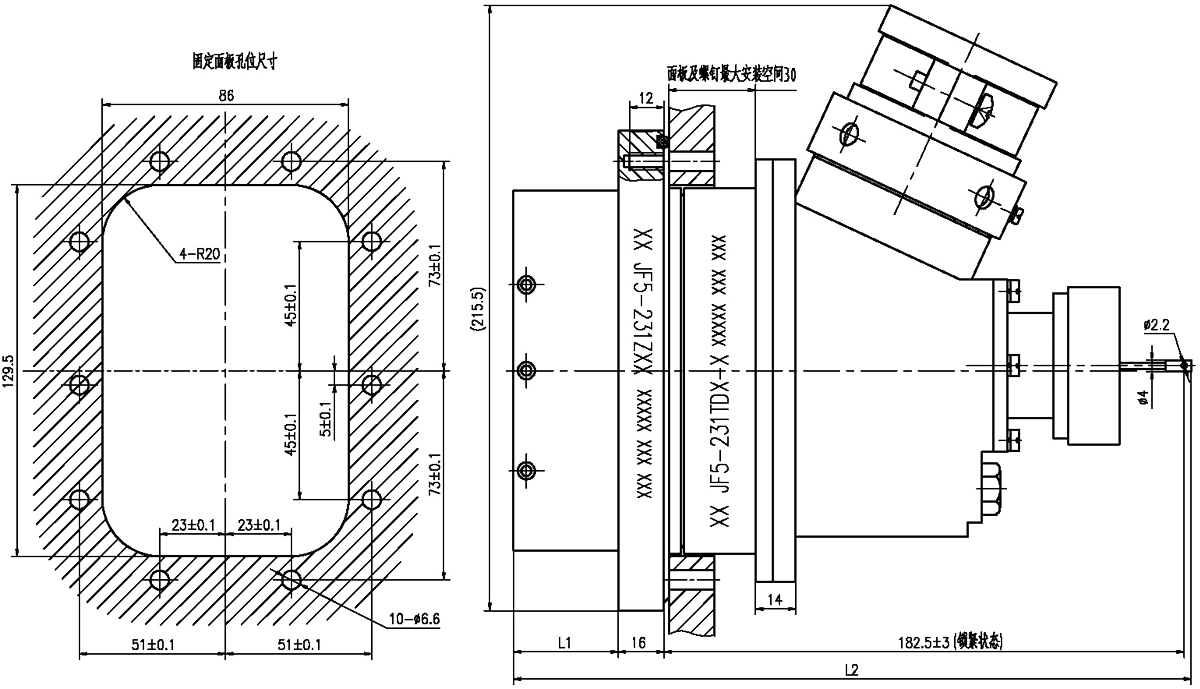 JF5 Type Rectangular Umbilical Connector Dimension after Mating