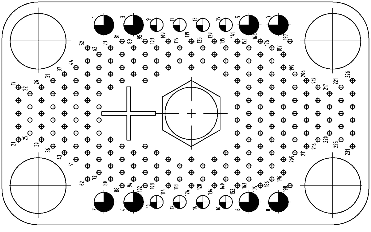 JF5 Type Rectangular Umbilical Connector JF5 Type Contact Arrangement Front View of Socket Mating Surface