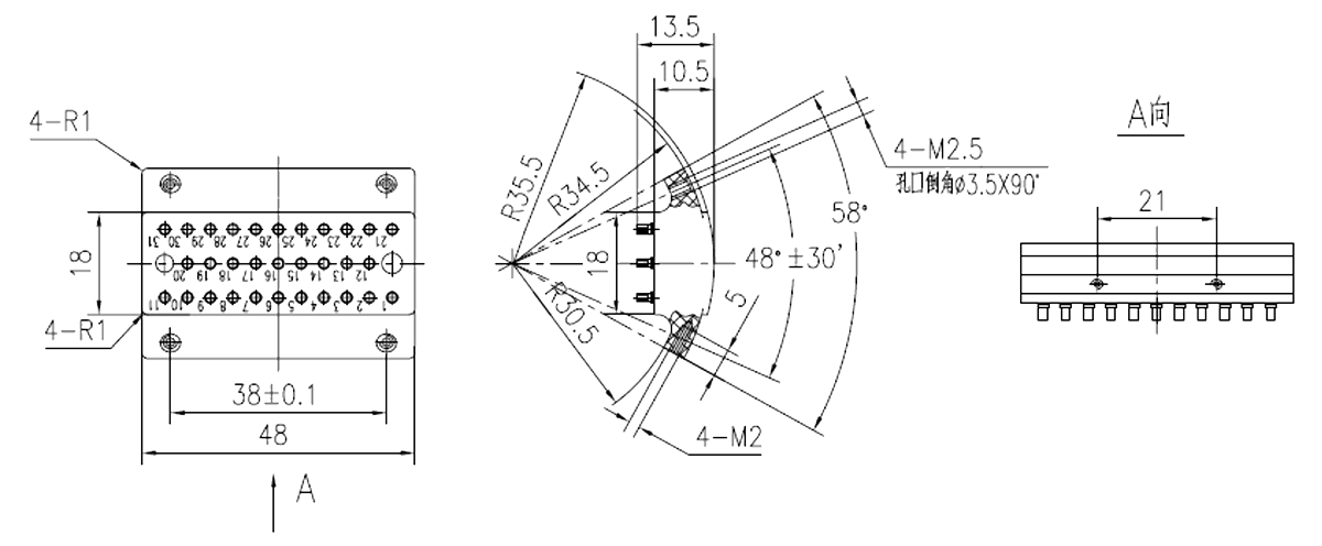 JF6 Type Rectangular Umbilical Connector Plug JF6 31Z