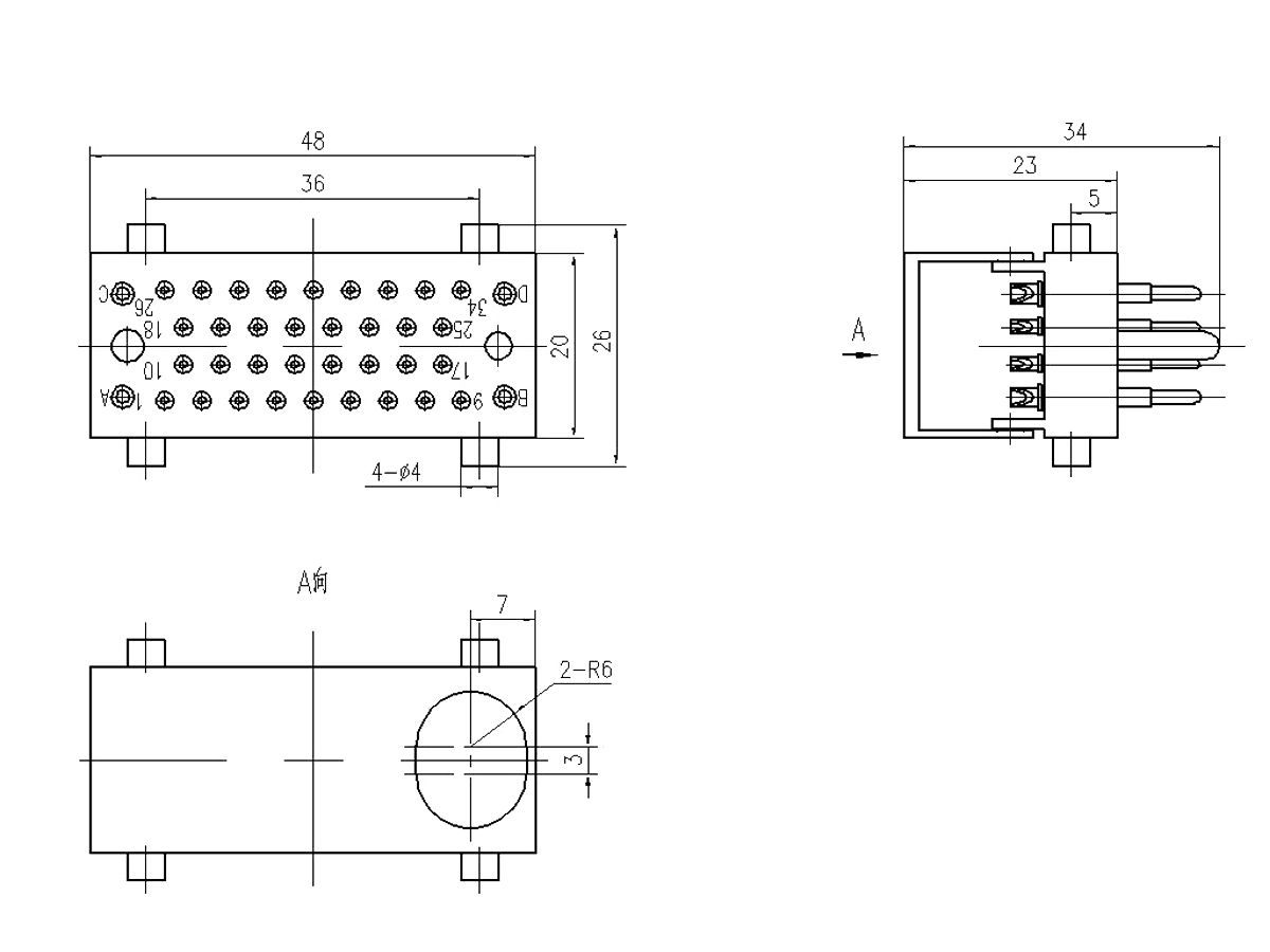 JF6 Type Rectangular Umbilical Connector Plug JF6 38TJ