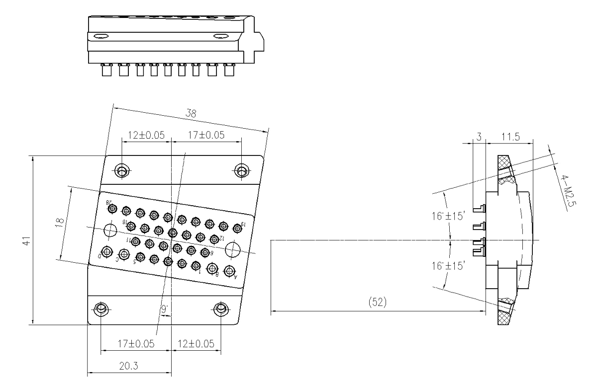 JF6 Type Rectangular Umbilical Connector Socket JF6 32ZK