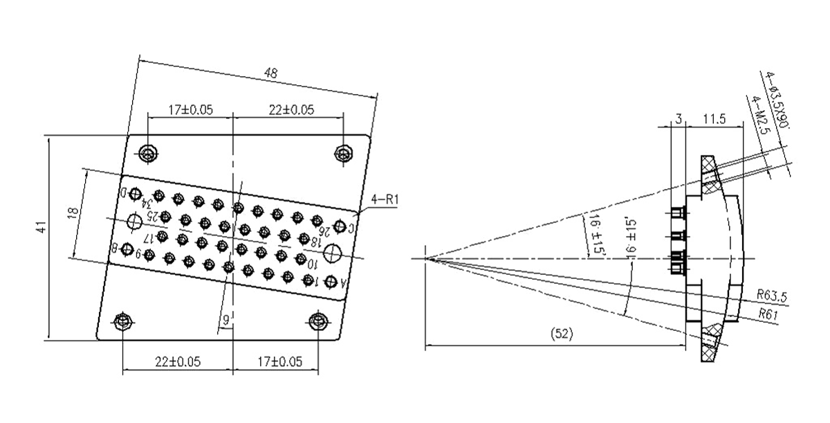 JF6 Type Rectangular Umbilical Connector Socket JF6 38ZK