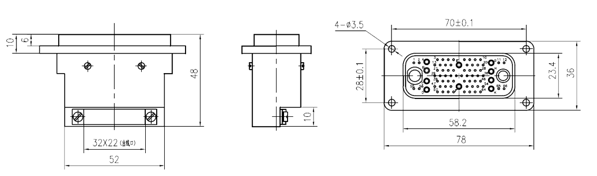 JF6 Type Rectangular Umbilical Connector Socket JF6 76