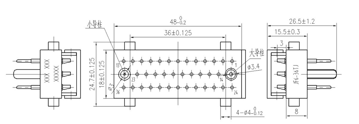JF6 Type Rectangular Umbilical Connector plug JF6 36TJ 1