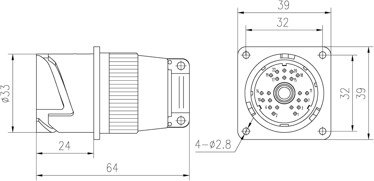 YF1 Type Circular Umbilical Connector YF1 20Z Socket