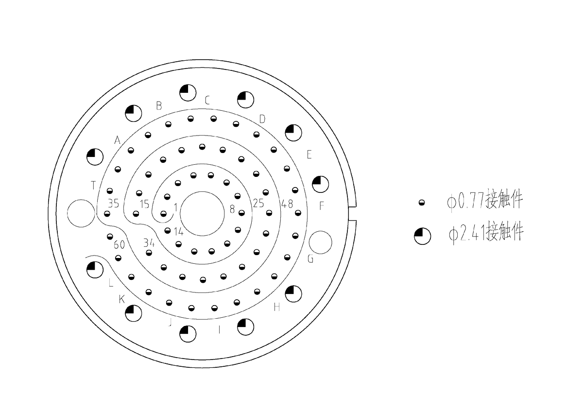 YF10 Type Shear Umbilical Connector YF10 Series Contact Arrangement 71 PIN