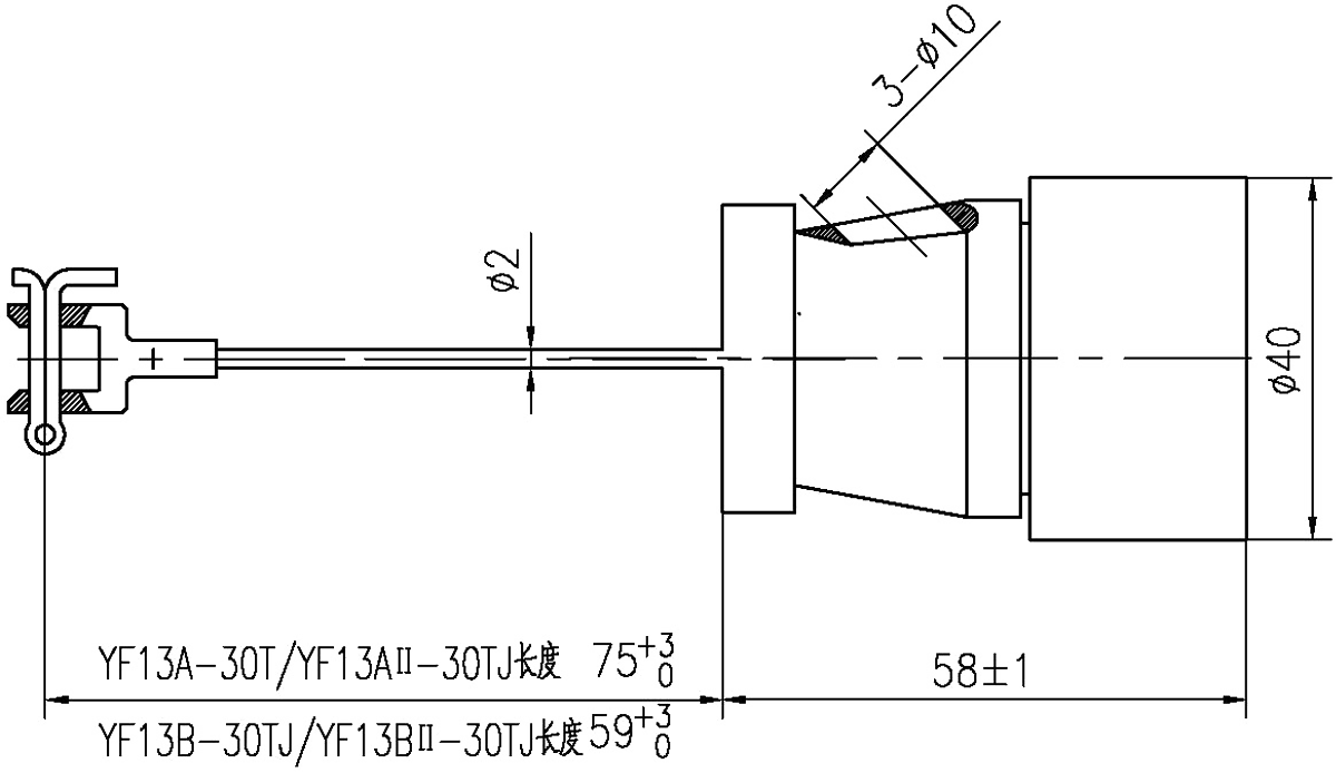 YF13A 30T YF13B 30TJ YF13AⅡ 30TJ YF13BⅡ 30TJ Oblique Force Separable Umbilical Plug
