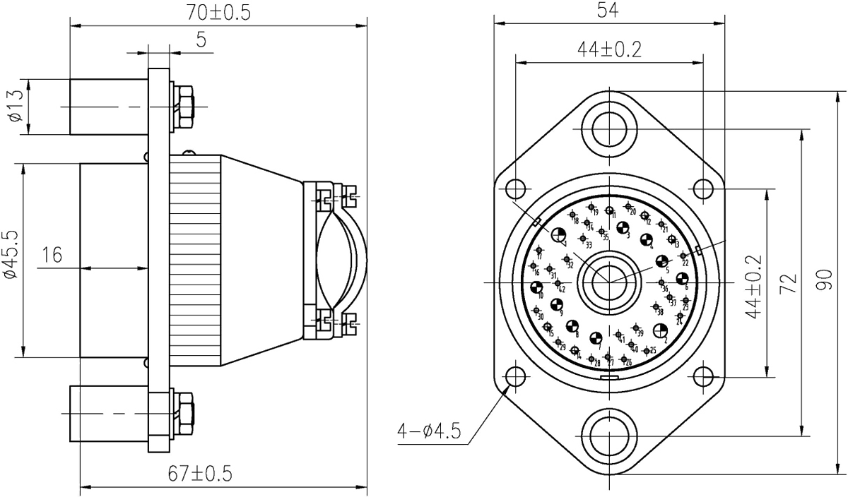 YF15 42 Type Umbilical Connector Sockets YF15A 42ZK YF15A 42ZKa