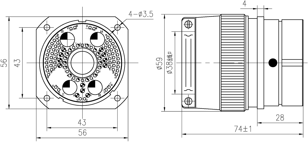 YF15 Type Umbilical Connector Socket YF15A 100ZK