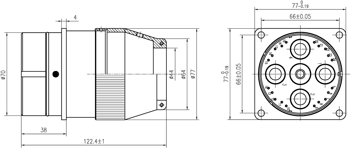 YF15 Type Umbilical Connector Socket YF15B 24ZK