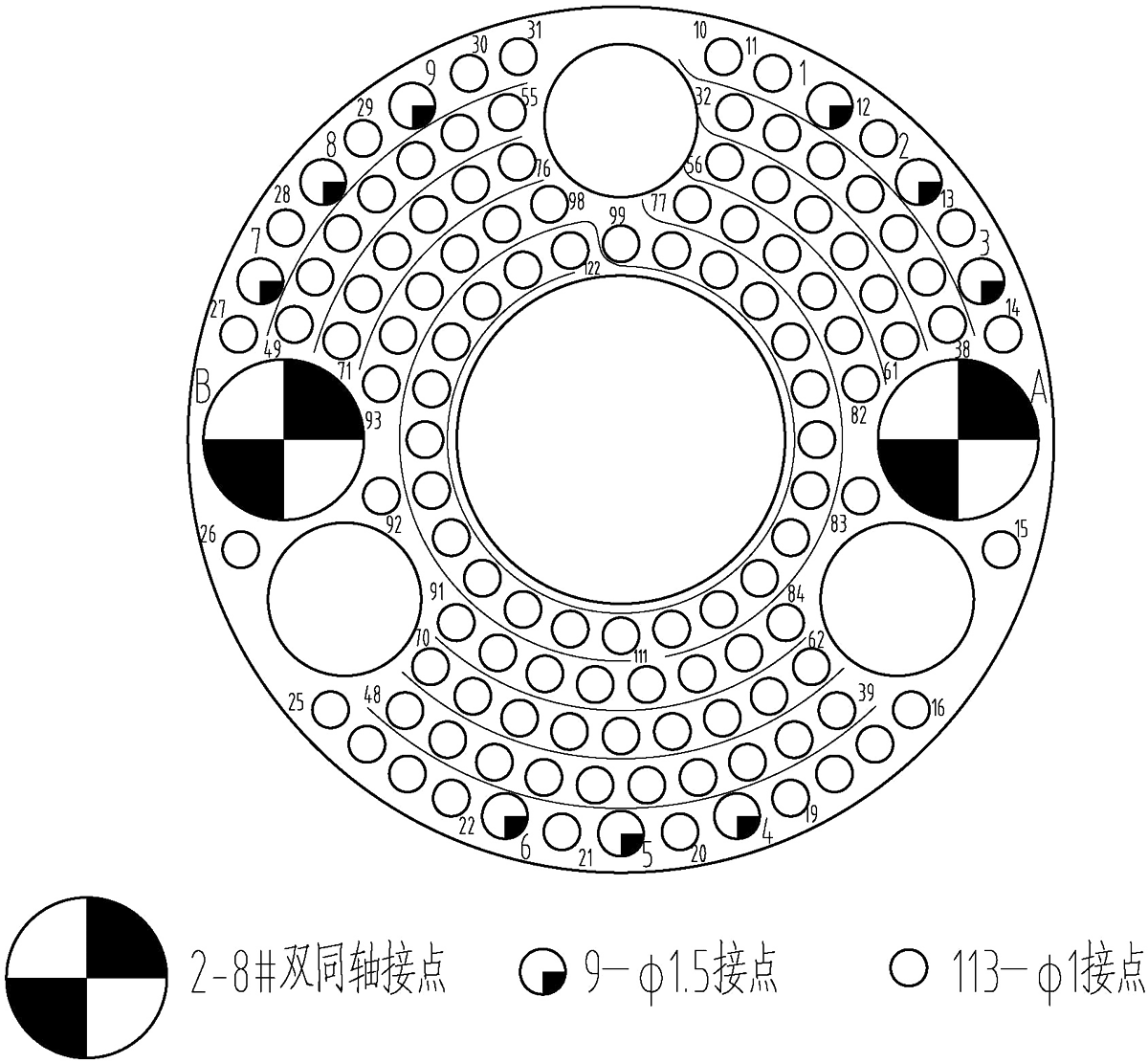 YF15 Type Umbilical Connector YF5B 124 Type Contact Arrangement Front View of Socket Mating Surface