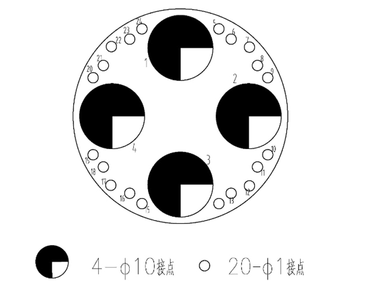 YF15 Type Umbilical Connector YF5B 24 Type Contact Arrangement Front View of Socket Mating Surface