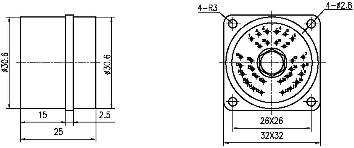 YF17 Type Circular Umbilical Connector YF17 30ZK Circular Umbilical Socket