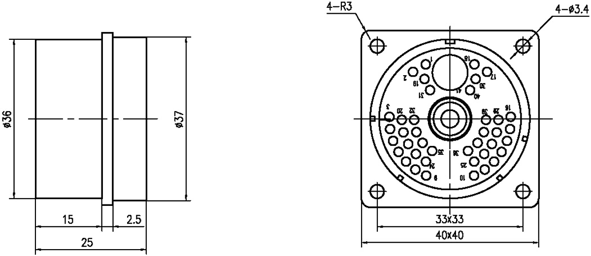 YF17 Type Circular Umbilical Connector YF17 52ZK Circular Umbilical Socket