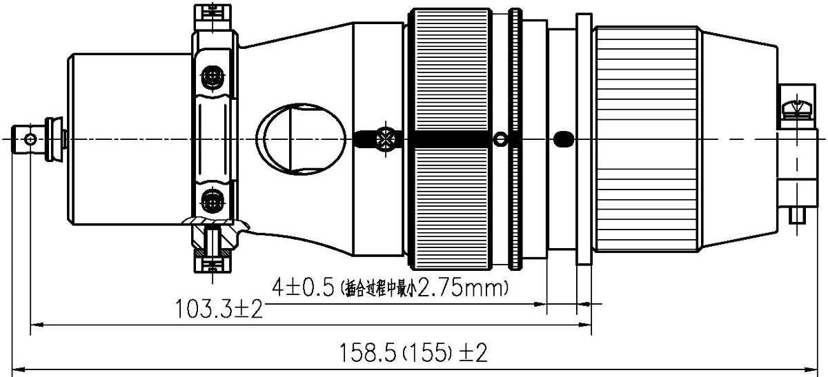 YF19 Type Circular Umbilical Connector Motor Driven dimension after mating