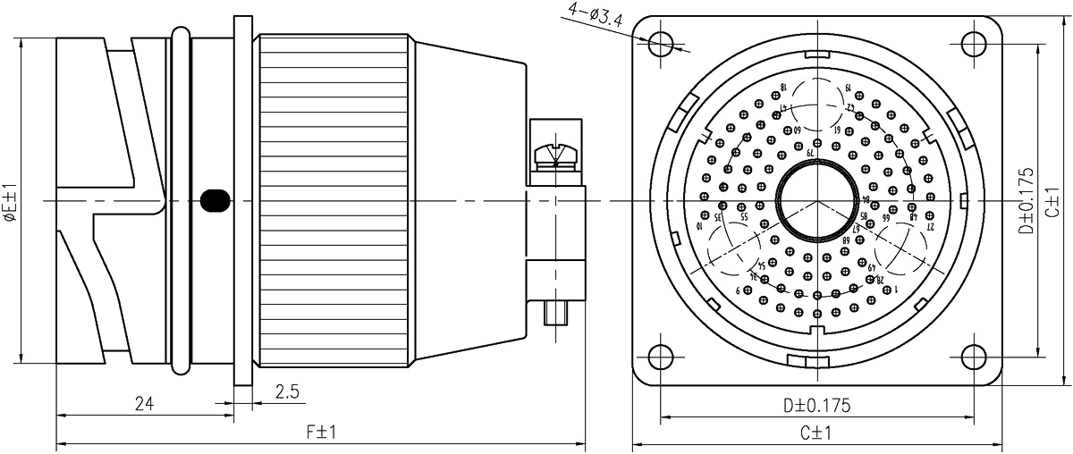 YF19 Type Circular Umbilical Connector Socket